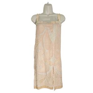 Judith Ann Creations Women's Vintage Peach Beaded Sequin Silk Dress Size M‎